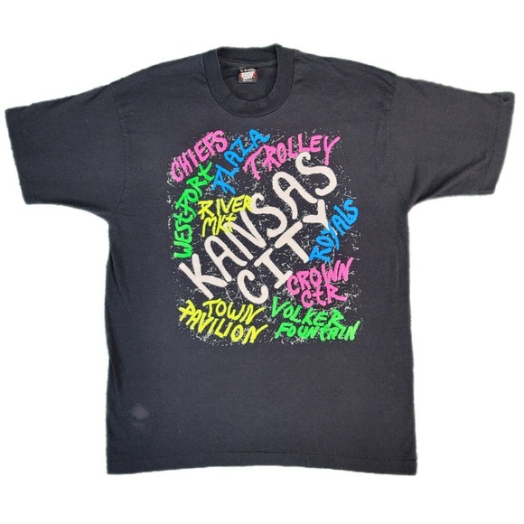Screen Stars Best Other - Vintage 90s KANSAS CITY Chiefs Royals Missouri Single Stitch ART T Shirt XL